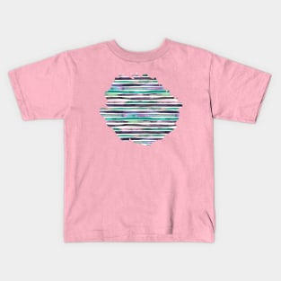 Watercolor stripes Purple green Kids T-Shirt